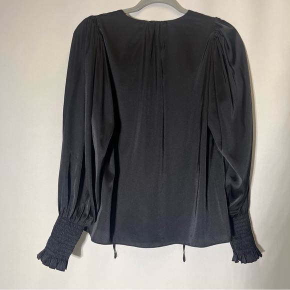 Rebecca Taylor Blue Ruffled Long Sleeve Blouse - Picture 4 of 5